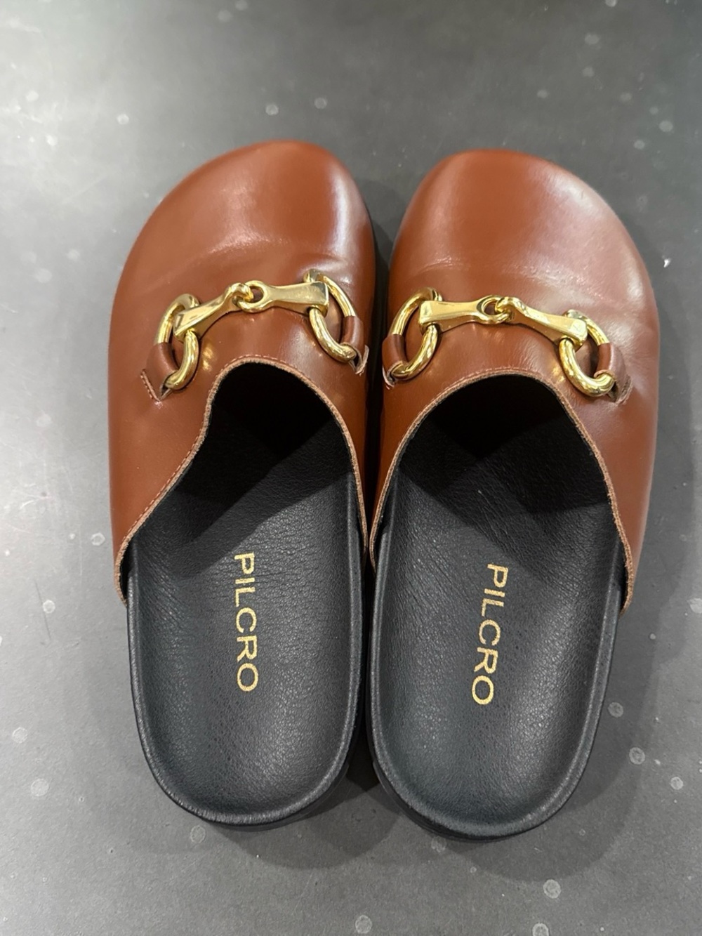 Pilcro Anthropologie horsebit clogs leather Slip-On Mules Gold Hardware size 37 - Picture 6 of 7